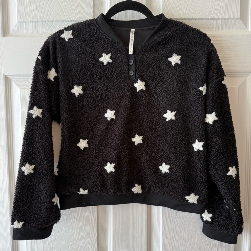 Girls Black and White Star Sweater XL